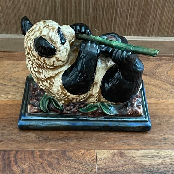 Panda with Bamboo Centerpiece Statue Ceramic - Picture 3 of 5